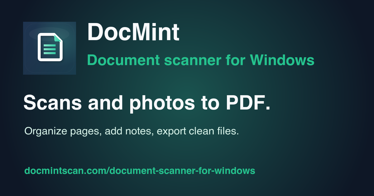 Document scanner workflow for Windows paperwork