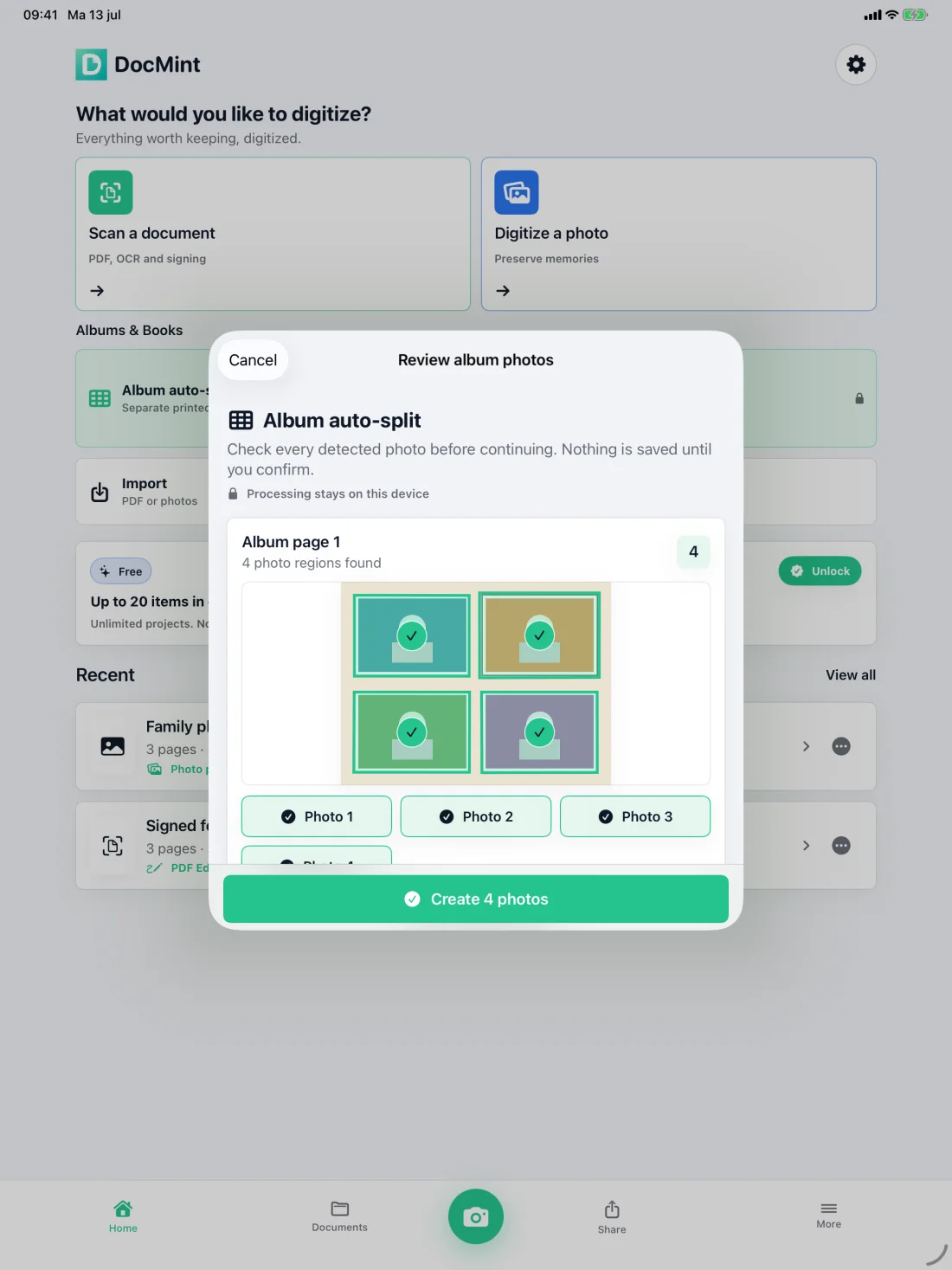 Real DocMint Album Auto-Split review on iPad